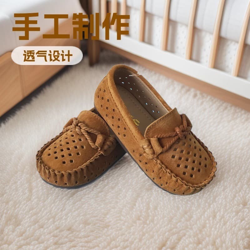 Baby Toddler Leather Shoes Hollow Out Children's Moccasins Handmade Infant Walking Shoes Casual Perforated Shoes