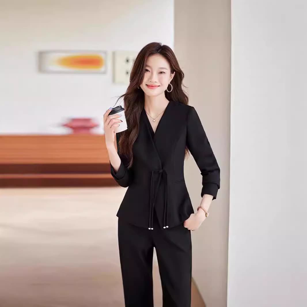 2024 New Chinese Style Long-Sleeve Professional Blazer with Frog Buttons for Women, Formal Jacket Workwear Wholesale