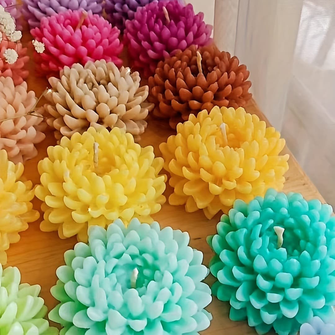 Large 3D Chrysanthemum DIY Silicone Candle Soap Resin Casting Handmade Aromatherapy Candle Mold White Italian Minimalist Style