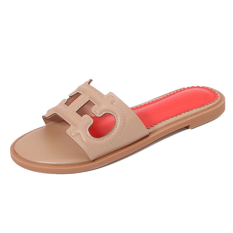 2026 New Summer Fashion Flat Sandals One-Strap Beach Slippers Travel Flat Women's Shoes