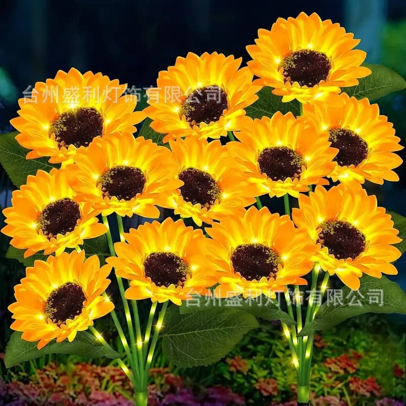 New Outdoor Garden Solar 6-Head Sunflower Light, Creative Courtyard Decorative Atmosphere Light