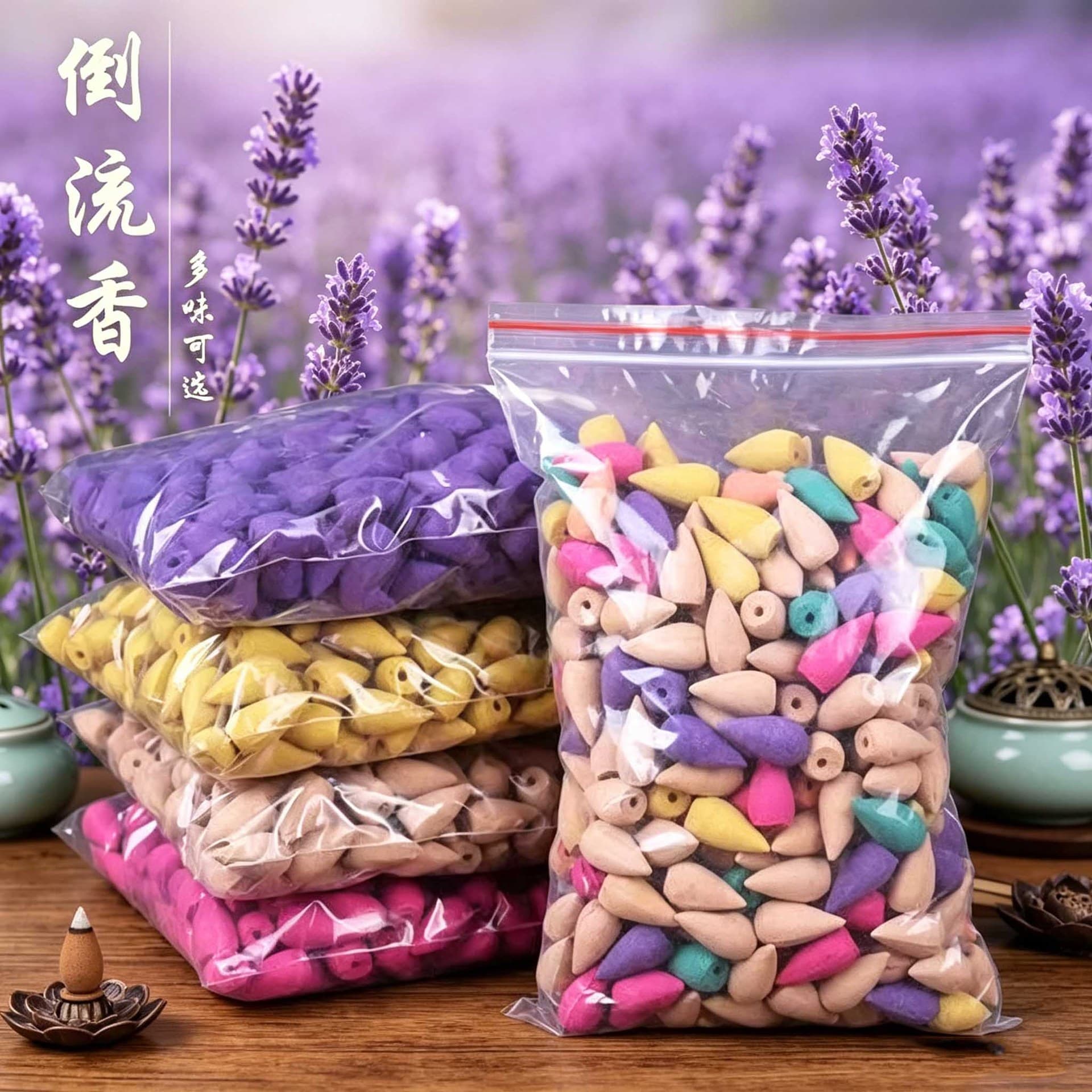 Factory Direct Incense Pellets Refill Ziplock Bag Transparent Bag Natural Tower Incense Sandalwood Agarwood Rose Osmanthus Home Aromatherapy
