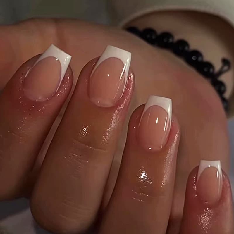 Simple Pure French Nail Art New Short Ballet Nails Fashionable Youthful Versatile Daily Wear Detachable Nail Tips