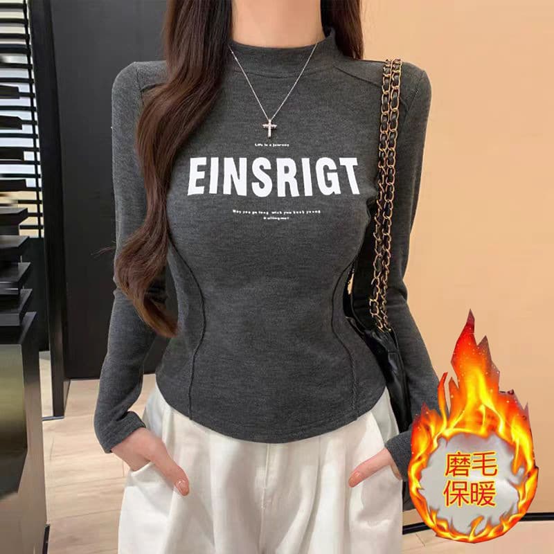 2553 High Neck Fleece-Lined Long Sleeve Women's Square Dance Wear, New Autumn/Winter Dance Sport Casual Outfit