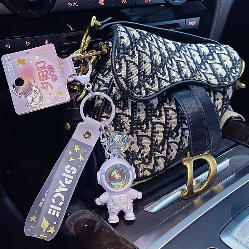 Astronaut Car Keychain Exquisite Women's Backpack Bag Pendant Astronaut Sunset Lamp Luminous Premium Small Accessory