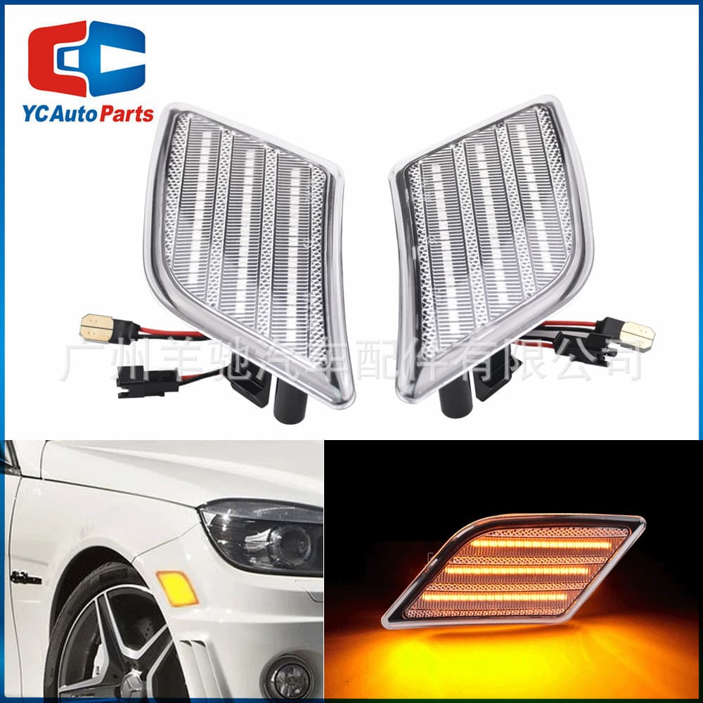 For Mercedes-Benz W204 C250 C350 C63 AMG Fender Light LED Side Marker Light Constant-On Style