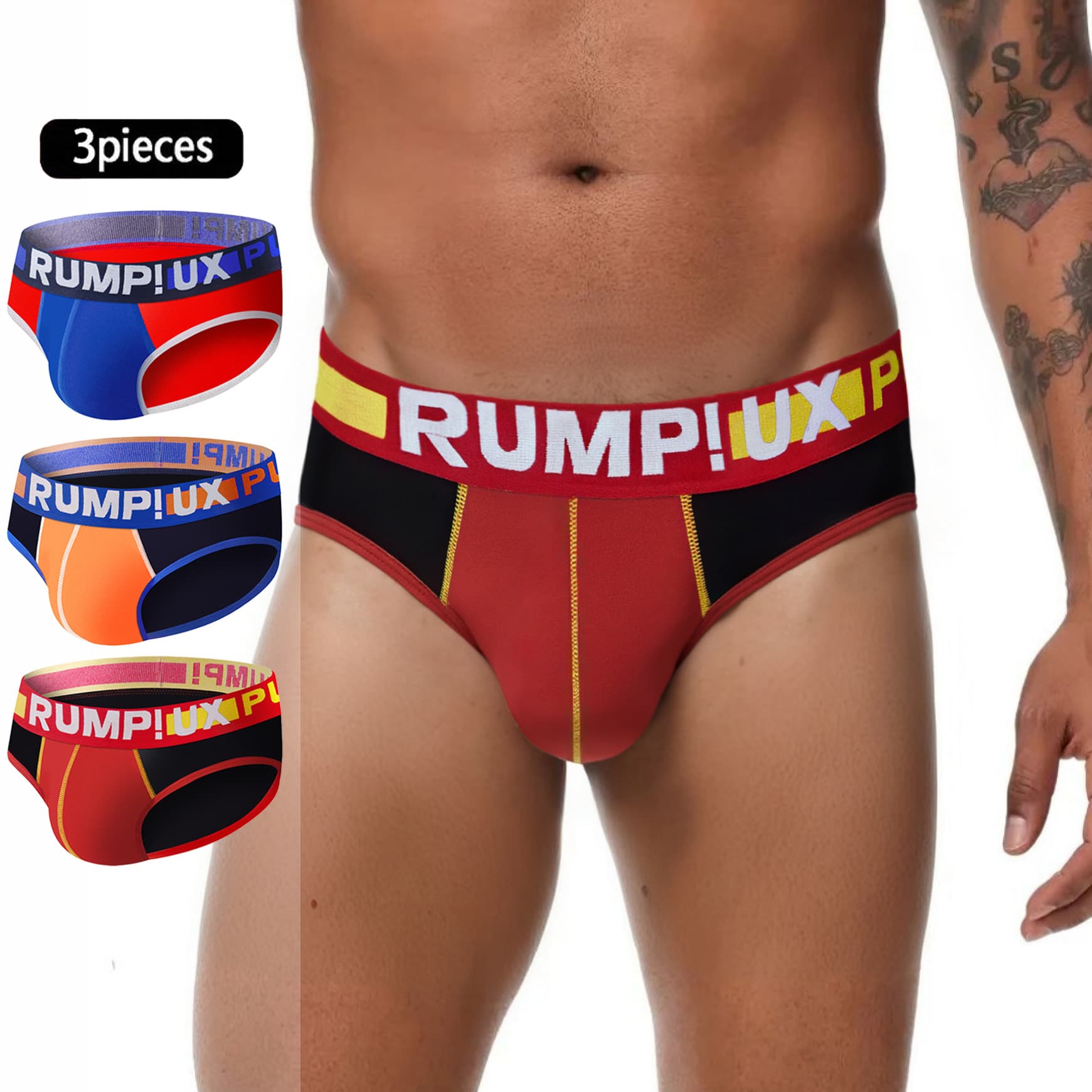 3-Pack JOCKMAIL Cross-Border Hot-Selling Men's Underwear Cotton Triangle Sexy Underwear Breathable Contrast Color