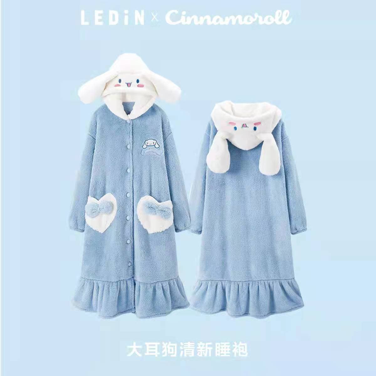 Autumn Winter Couple Cartoon Cotton Velvet Bathrobe Men Women Animal Cyber Celebrity Yugui Dog Nightgown Homewear Thickened Wholesale
