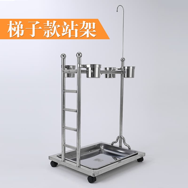 Large Stainless Steel Parrot Stand Cage Bird Watching Stand Base Small Sun Foot Chain Ring Display Stand for Psittacine Birds