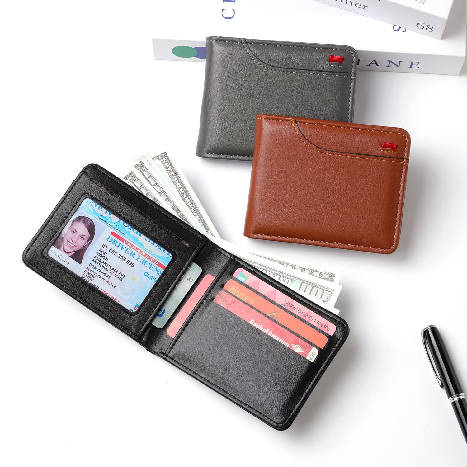 Cross-border multi-card slot card holder new vertical ID PU men's wallet compact large capacity mini wallet