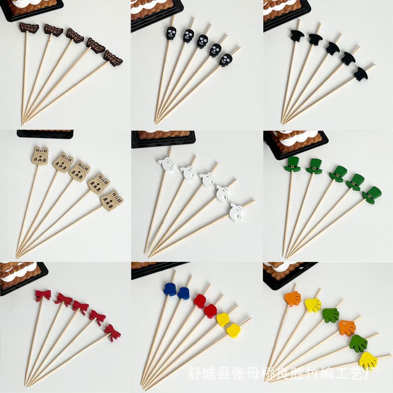 12cm Disposable Bamboo Skewers for Home Use, Creative Personalized Dessert Forks, Artistic Fruit Skewers, Wholesale in Stock