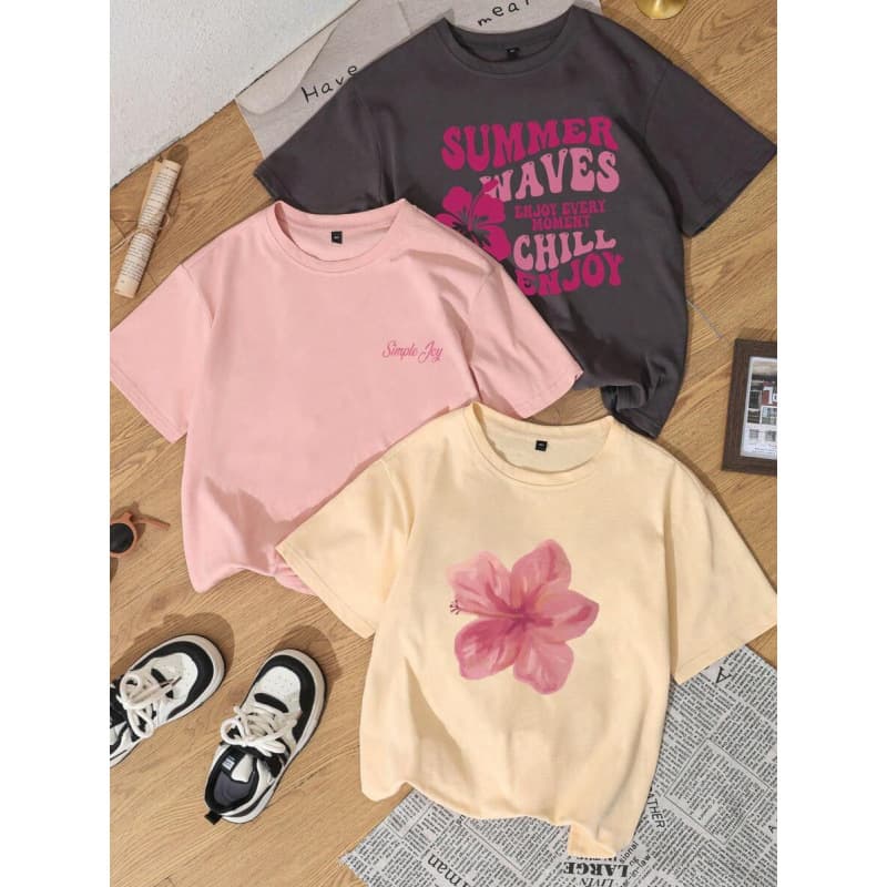 Casual Printed 3pcs/Set Summer New Minimalist Fashion Cute Floral P