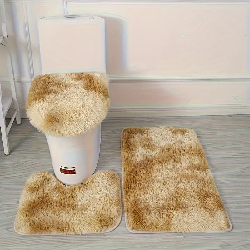 Cross-border Amazon toilet three-piece set home bathroom toilet mat tie-dyed silk wool soft, comfortable, wear-resistant and easy to care for