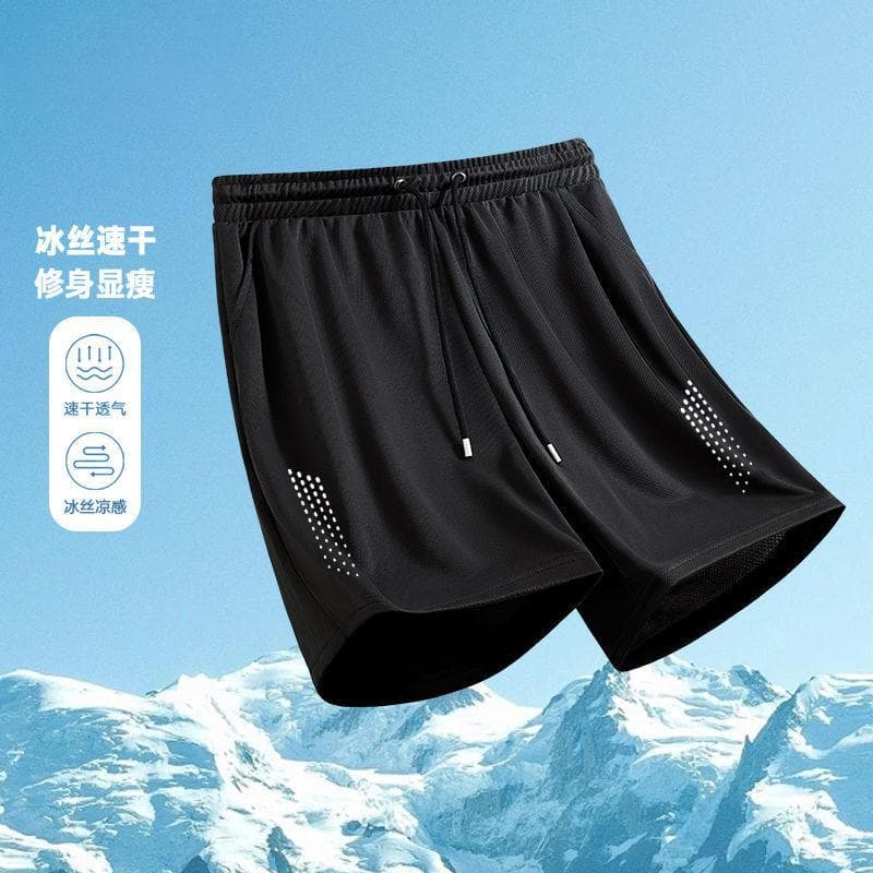 Ice Silk Sports Shorts for Men Loose Large Size Elastic Breathable Cool Feeling Five-Quarter Pants Summer Thin Big Boxer Shorts
