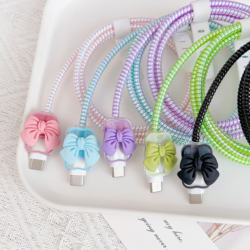 Wave Bow Design Compatible with UK Plug Apple 20W Foldable 3-Pin Charger Head Protective Case, TPU Transparent Soft Shell