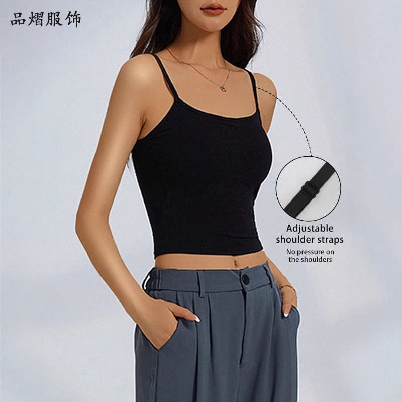 Built-in Bra Camisole Short Sleeve Vest Summer Cross-Border Seamless Inner Top Ice Silk Shirt Wearable Outside