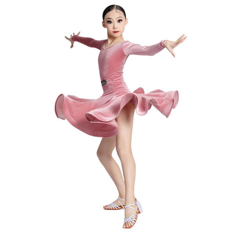 Elegant ink painting style girls' Latin dance costume, new autumn and winter style, children's examination performance costume, standard competition costume