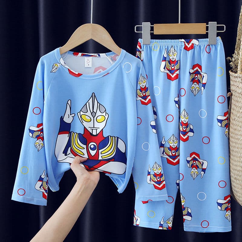 Spring and autumn children's pajamas long-sleeved cartoon suits for boys and girls, middle-aged children, babies and primary school students new home clothes