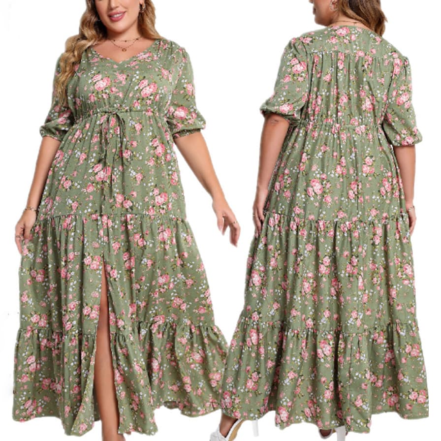 2026 European and American cross-border foreign trade plus size women's summer new style bohemian print loose dress beach skirt