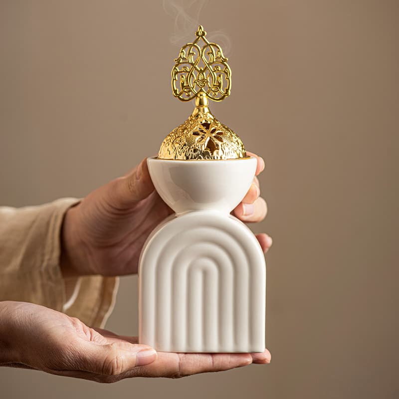Modern Minimalist Black and White Arch Incense Burner, Middle Eastern Arab Festival Handheld Censer, Home Decorative Ornament
