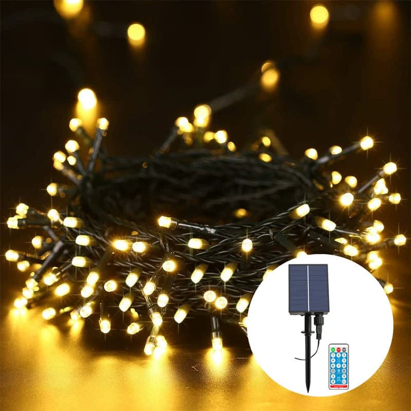 LED Remote Control Solar String Lights, Outdoor Waterproof Starry Christmas Decorative Lights, Garden Courtyard Atmosphere Lighting