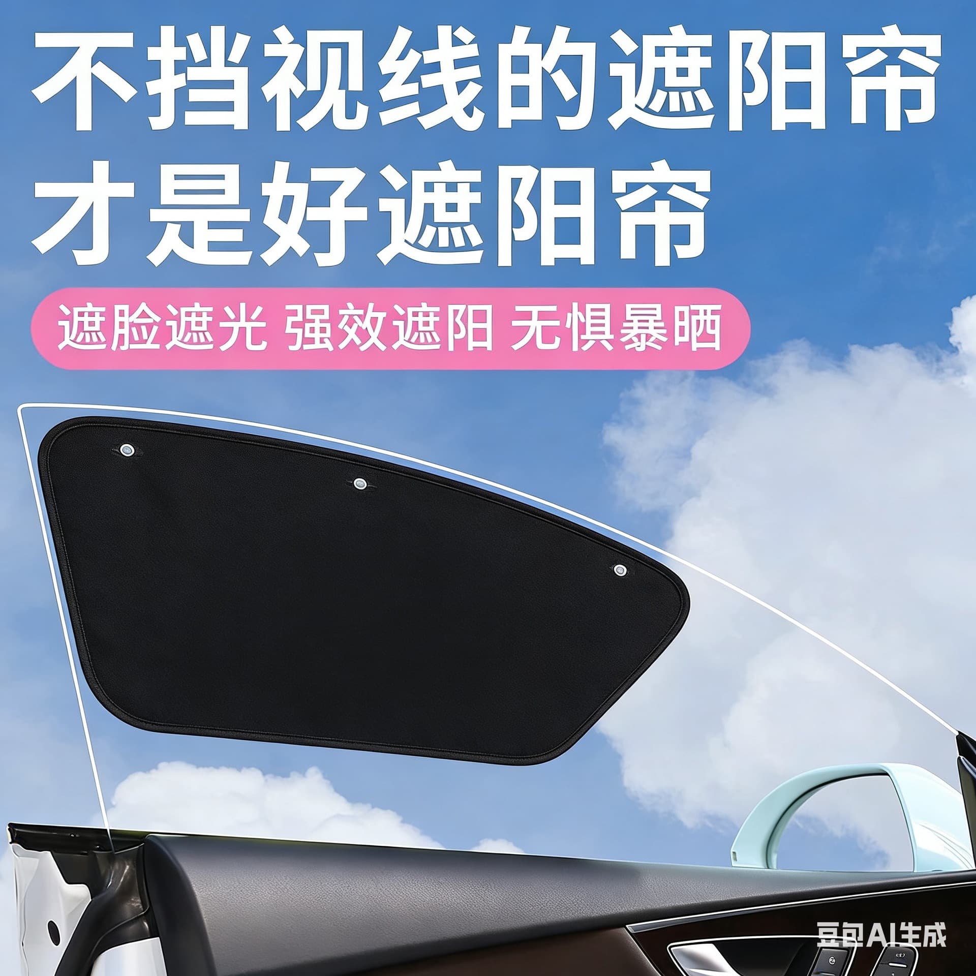 Car Sunshade Suction Cup Window Sun Protection Insulation Curtain Frameless Door Side Window Privacy Shade