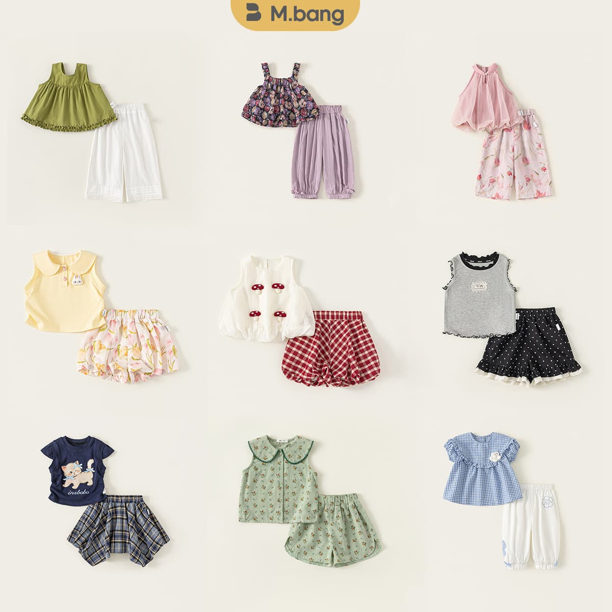 [Girls' Summer Set Collection] Korean-Style Floral Print Vest and Shorts Two-Piece Set, Casual Kids' Fashion