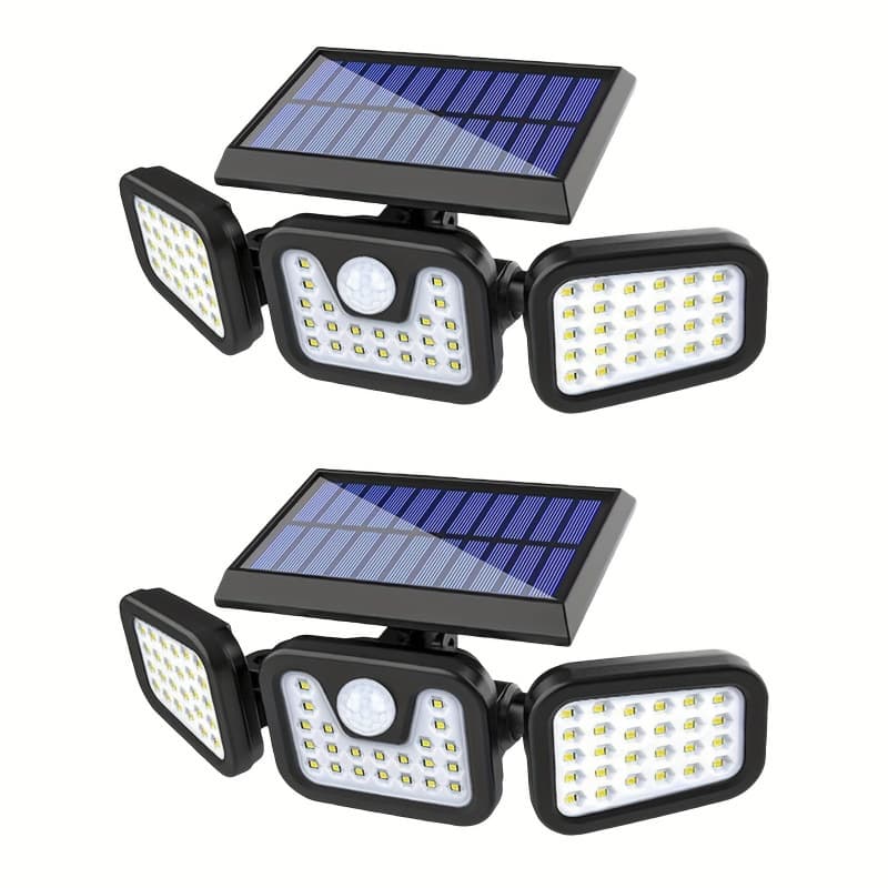 2026 New Cross-border Drop Shipping 2 Solar Outdoor Lights Three-Head Motion Sensor Wall Lights