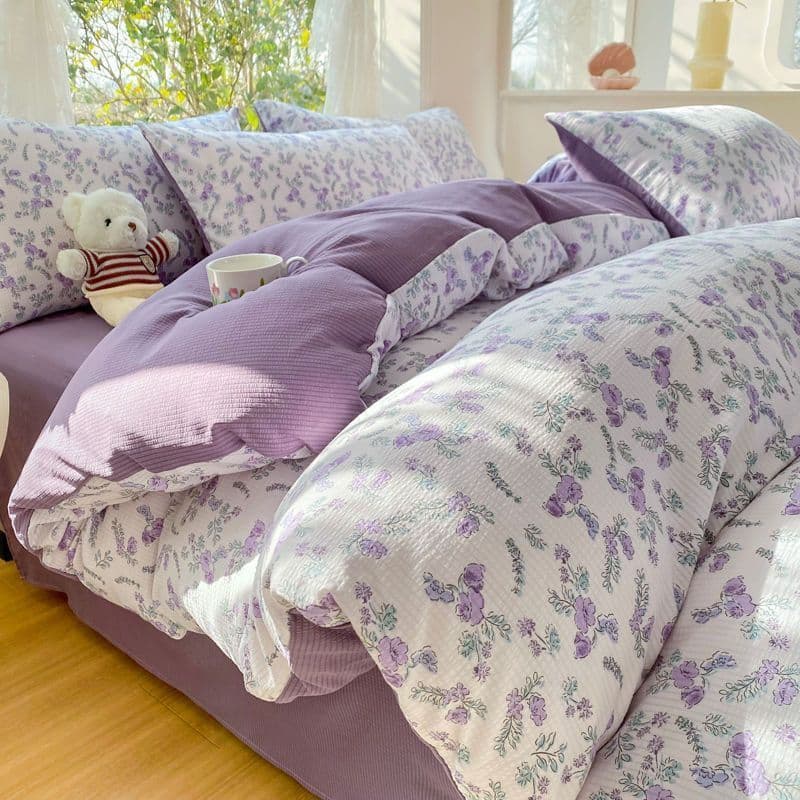 Class A Mother and Baby Soft Seersucker Washed Cotton Four-Piece Set, Sheet Duvet Cover Pillowcase, Single Dormitory Three-Piece Set Supply Chain
