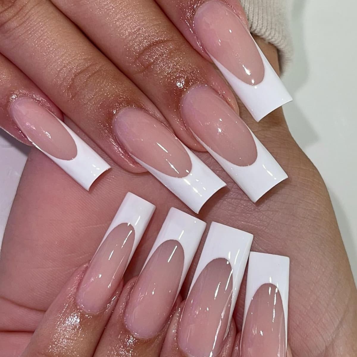 24 pieces per box white French false nails extra long ballet nails water pipe nails pink whitening foreign trade wear nails waterproof