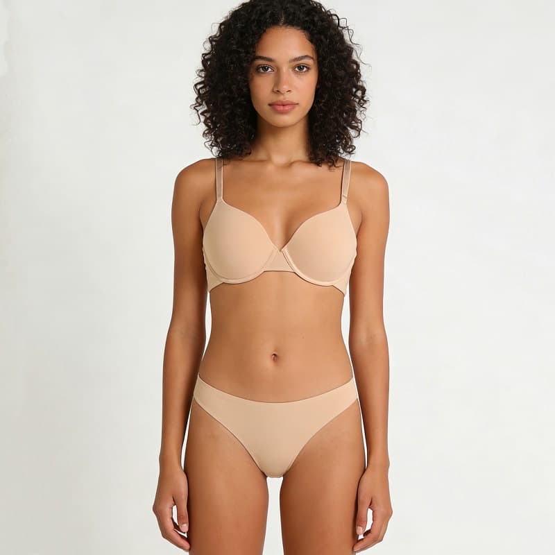 BRAS Seamless Bra Set for Women, Padded for Small Chest, Push-Up, Round Cup, Expands Outward, Smooth Surface, Shaping