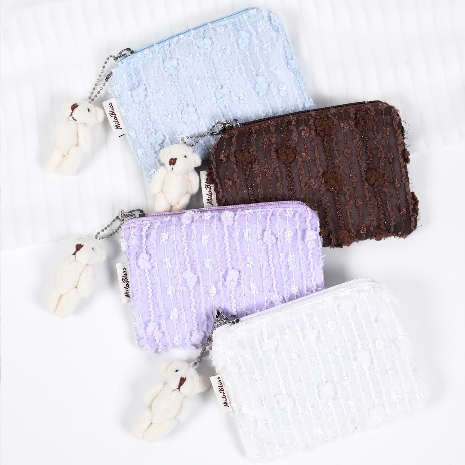 Korean ins style small fresh mini coin purse storage bag, chiffon portable skincare sweet cute makeup bag