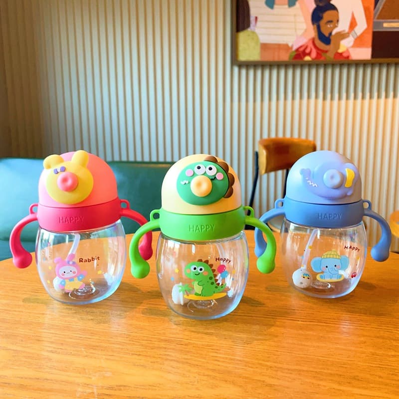 Kids Portable Duckbill Cup Training Cup Kindergarten Milk Straw Water Bottle Cartoon Children's Strap Water Bottle