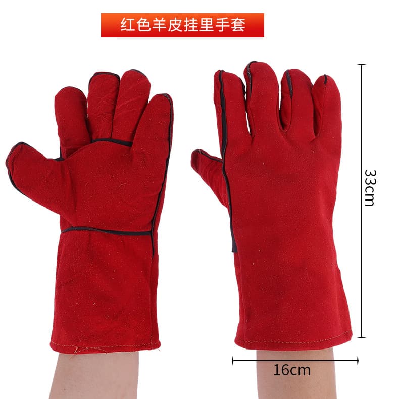 Wholesale Welding Gloves Cowhide Double-Layer Thickened Wear-Resistant Heat-Insulated Extended Full-Leather Welder Gloves Labor Protection Gloves