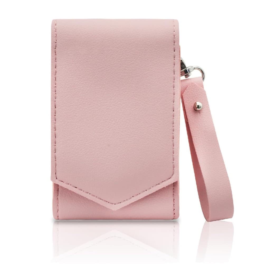 Cross-Border Pu Leather Lipstick Bag, Leather Lipstick Pouch, Portable Mirror, Lipstick Leather Case, Anti-Loss Protective Cover, Keychain Wallet