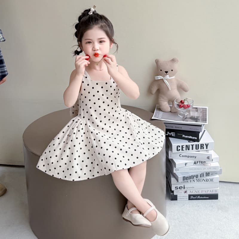 2025 Summer Girls Cute Polka Dot Vest Dress Little Girls Cotton Dress Women's Dress Polka Dot Dress