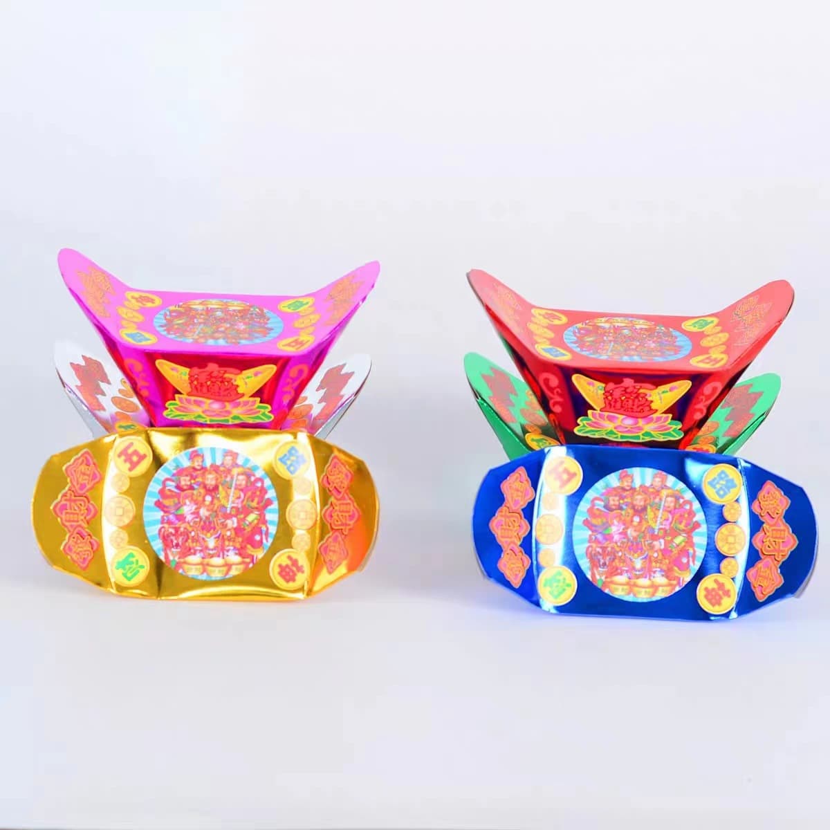 Free Shipping Five-Road Yuanbao Colored Large Cardstock Yuanbao Five-Color Gold Ingot Paper Treasure Bowl Gold Brick Hot Stamp