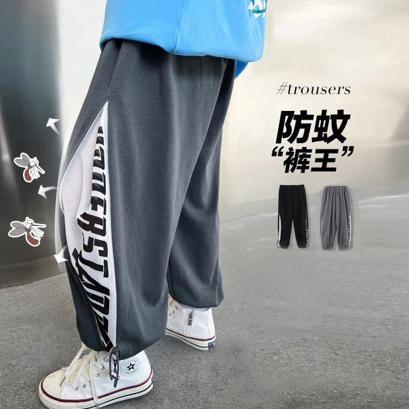 Kids Boys Pants Summer New Style Medium and Big Boys Handsome Sports Casual Mesh Spliced Anti-Mosquito Pants Trendy
