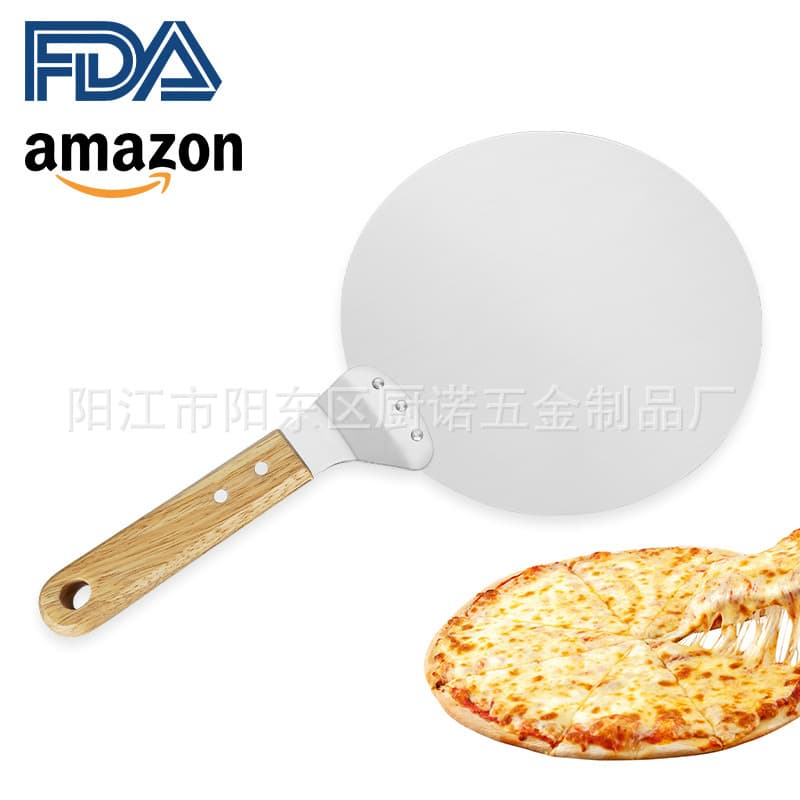 Baking Tools 10inch Stainless Steel Cake Shovel Pizza Shovel 25cm Wooden Handle Large Round Shovel Cake Lifter