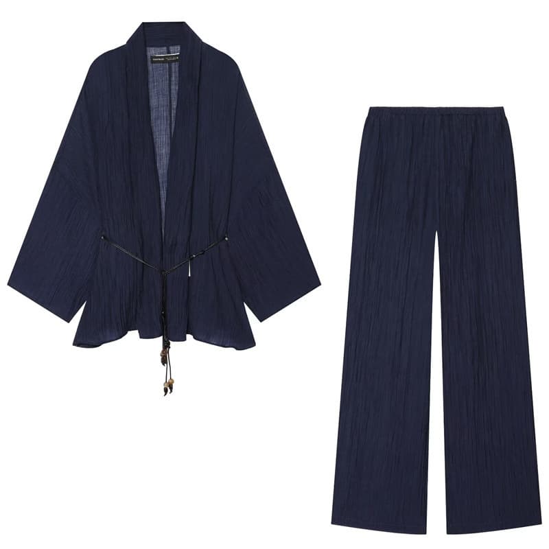 Women's Semi-Sheer Wrinkle Effect Jacket 4387333 + Pleated Semi-Sheer Pants for Export 2026