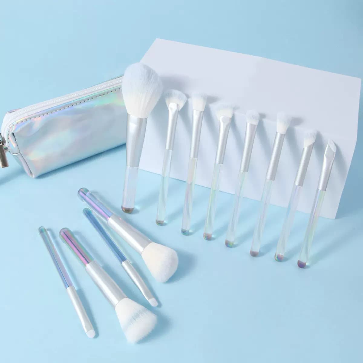 12-Piece Neon Rainbow Makeup Brush Full Set, Blush Brush, Eyeshadow Brush, Concealer Brush, Contour Brush, Makeup Tools