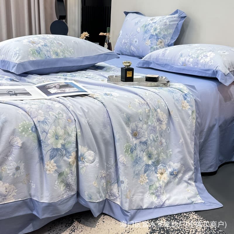 Mercury Home Textiles Washed Silk Summer Quilt Four-Piece Set Tencel Summer Cooling Quilt Air Conditioning Quilt Single/Double Quilt Core Thin Quilt
