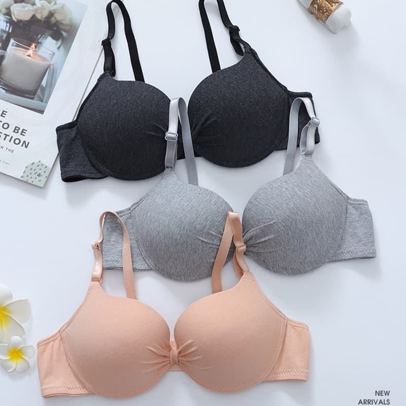 Cross-Border Wholesale Small Bust Push-Up Underwire Bra for Girls, Solid Color Versatile Thin Top Thick Bottom Breathable Comfortable Underwear