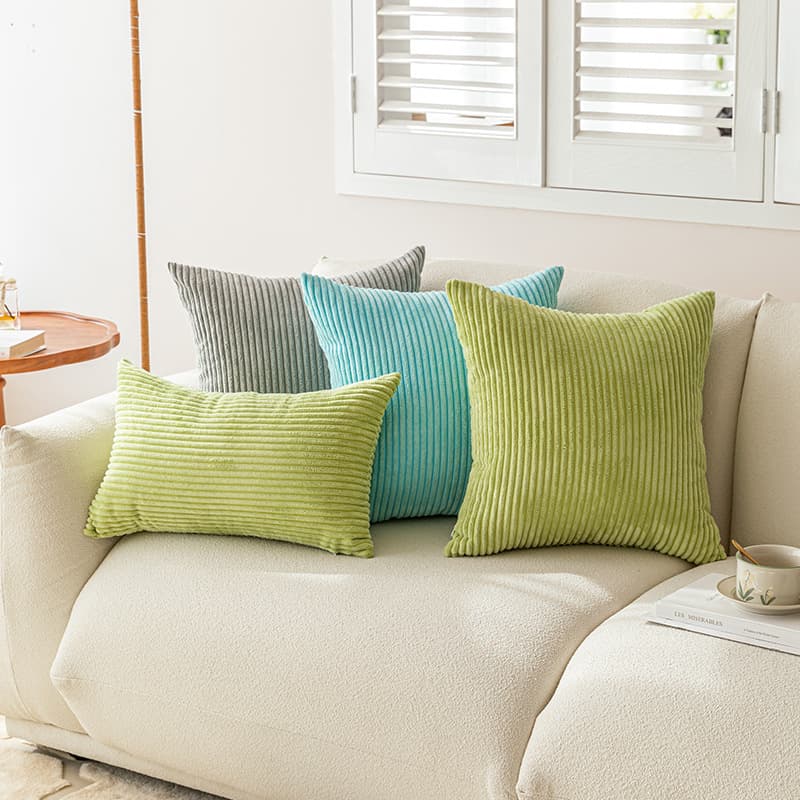 Nordic Light Luxury Home Hotel Solid Color Vertical Stripe Throw Pillow Cushion Cover, Classic Versatile Without Insert