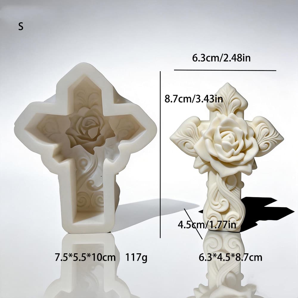 Cross Shape Rose Candle Silicone Mold Handmade Soy Wax Scented Candle Mold Home Decoration