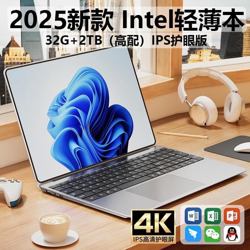 2025 New 17-Inch Large Screen Laptop Thin Light Student Office Gaming Windows 11 Notebook