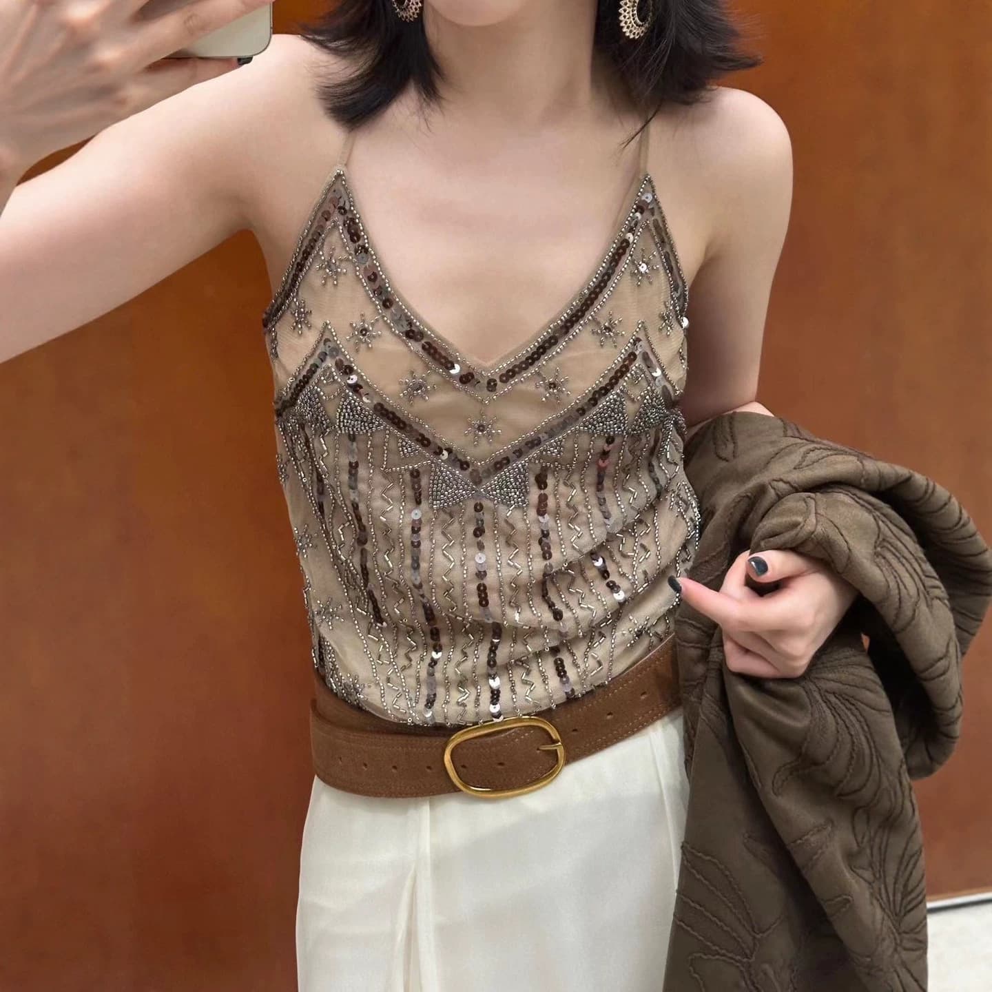2026 New Embroidered Sexy Camisole Top with Built-in Bra