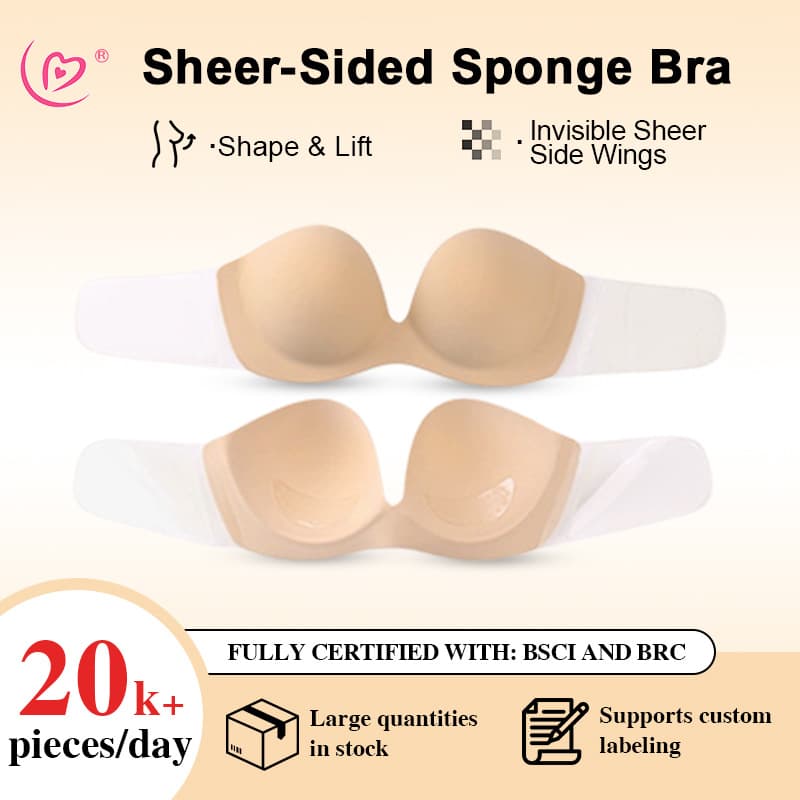 Silicone Bra Cross-Border Hot Selling Sponge Breast Petals Push-Up Transparent Side Wings Invisible Bra for Small Bust to Look Fuller