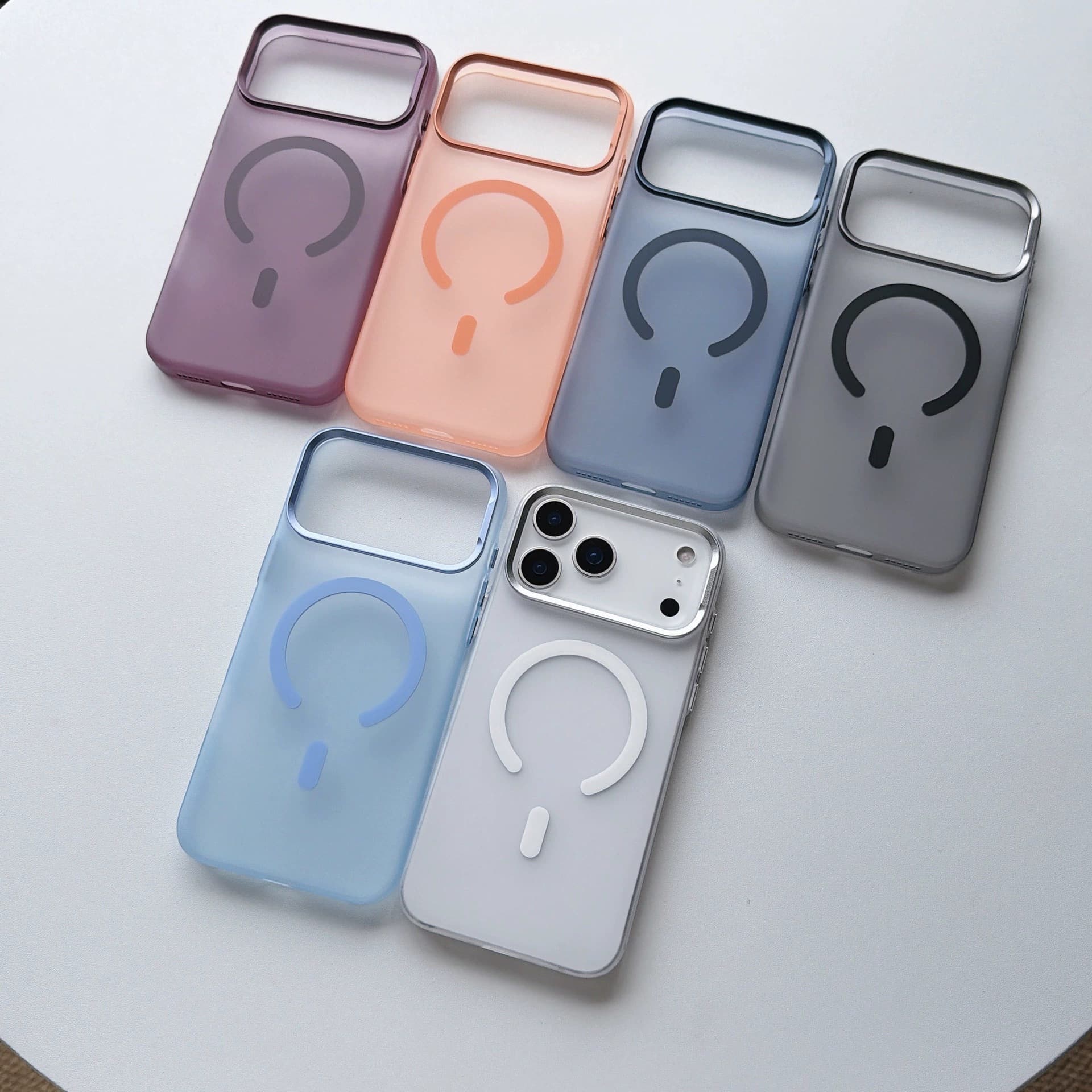 Ice Mist Metal Frame Magnetic Case for iPhone 18 Pro Max, Minimalist Frosted Protective Case for Apple 17