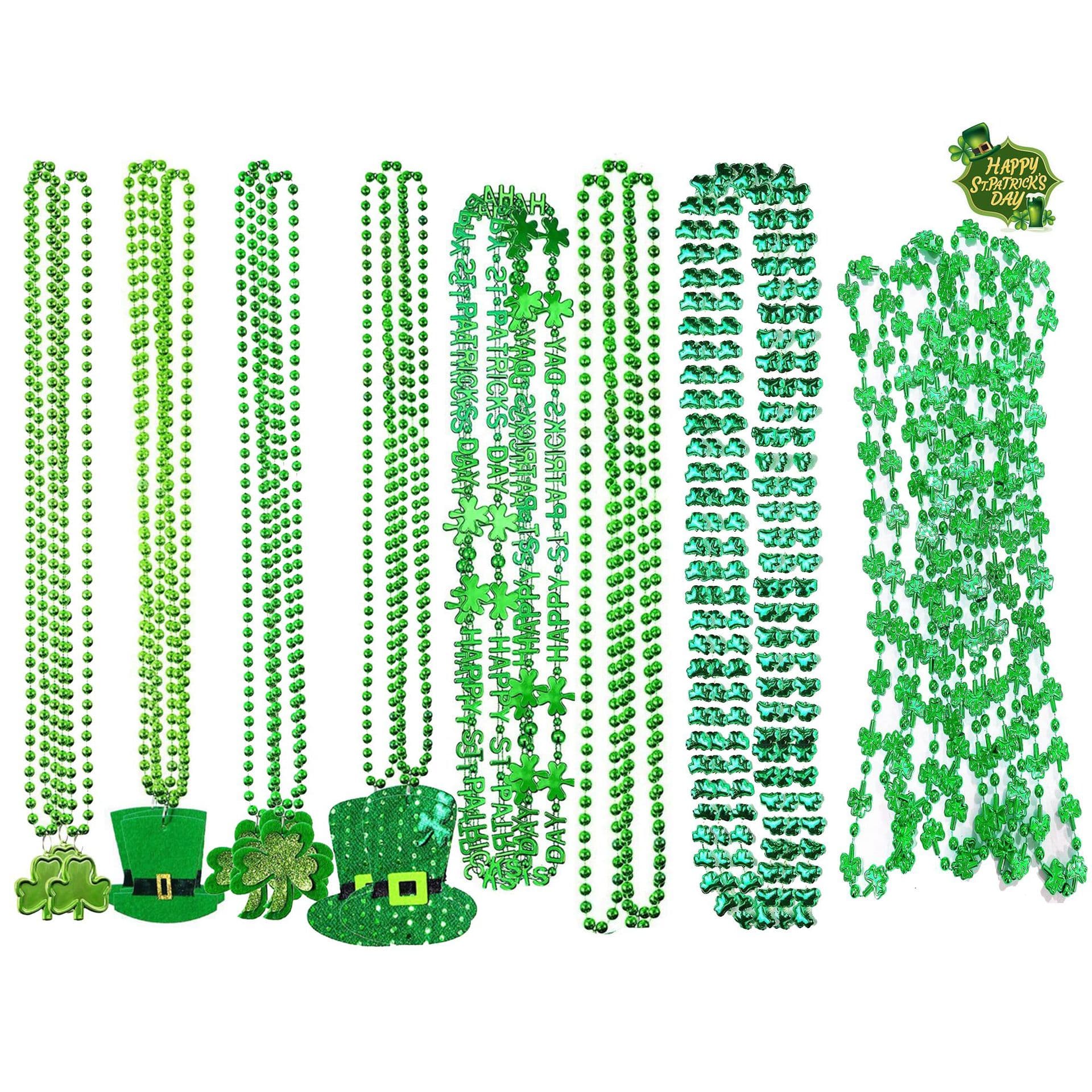 Hot-selling Irish pendant necklace for St. Patrick's Day shamrock party decoration beaded chain in Europe and America.